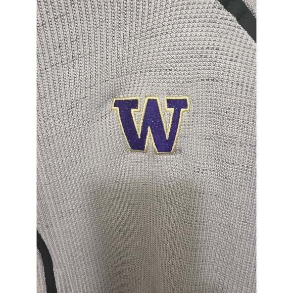 Adidas Washington Huskies Full-Zip Gray Hoodie Sweatshirt Raglan Sleeves Zipper - Picture 8 of 13